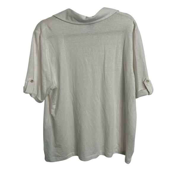 Chicos White Linen Polo knit top blouse size XL 3 - Picture 6 of 6